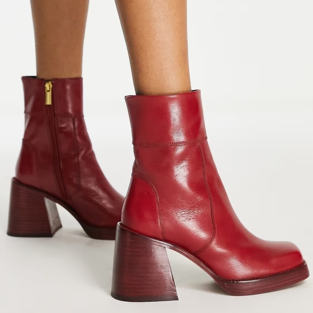 ASOS Red Leather Platform Boots